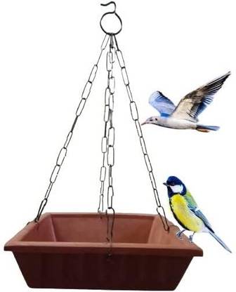 ClayWalaz Hanging Bird pot Watering Supplies for Balcony or Garden(Square Shape)/ Regular Bird Bath