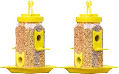 OnlineTree Outdoor Hanging Bird Feeder with Multiple Ports, Weather-Resistant (Yellow) Window Bird Feeder Bird Feeder