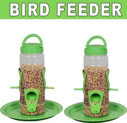 Hallofeed BIRD FEEDER -02 pc (GREEN) Window Bird Feeder