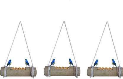 RARE OCEANS Bird Feeder for Birds Natural Bamboo Made (Pack of 3) Window Bird Feeder Bird Feeder