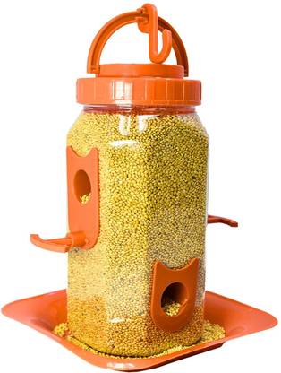 Skybeings Pack of 1 Hexagone Outdoor Hanging Feeder | 0.9kg Food Capacity | 4 Nozzle Tube Bird Feeder