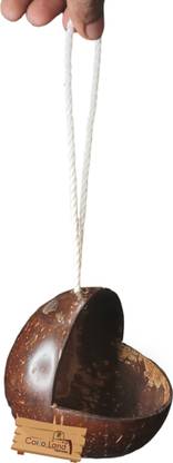 Coco Land Coconut Shell BIRD FEEDER (Pack of 1) Coconut Oil Polished /Pets Feeder Common Bird Feeder