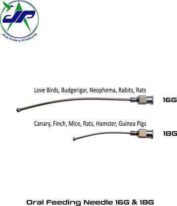 JIYA AVIARY PRODUCTS Oral Gavage Needle ball Tip size 16G & 18G for Rats, Mice, Hamster Tube Bird Feeder