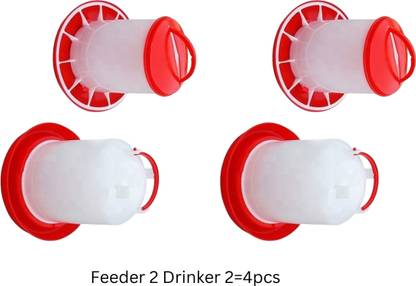 TM&W poultry chicks feeder1.5 kg 2 PC and drinker 1.5 ltr 2 pcs combo of 4 PCS Common Bird Feeder