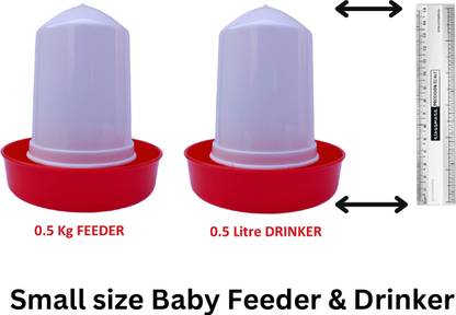 THUNDER STAR Baby Chicken & Quail chick 500 Gram Feeder & 500 ml Drinker (Small size) Ground Bird Feeder