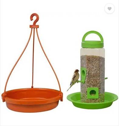 Zashvi Bird Food Feeder Tower and Bird Water Feeder Combo Set for Sparrow. Window Bird Feeder Bird Feeder