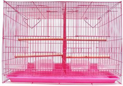 Animaux 2 Feet Partition Birds Cage | Suitable for All Small Birds (PINK) Hard Crate Pet Crate