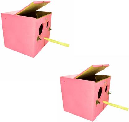 GO7 Wooden Bird House for Cocktail Birds pack of 2 Bird House