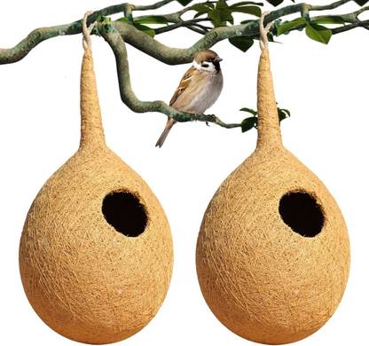 BIRDSHALA Organic Round Large BIRD NEST SET OF 2 purely made by bird building technique Bird House