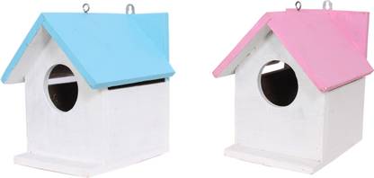 ganga enterprise Bird House Nest for Sparrow and other Garden Birds Pack of 2 Different Color Bird House