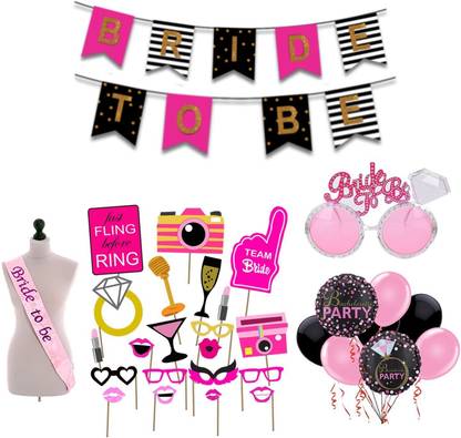 Party Propz ride to be combo (18Pcs Props+ 1 banner+1 sash+1 eyeglass+ 14Pcs Balloon) / Bride To Be Sash And Props / Bride To Be Props / Bride To Be Accessories / Bachelor Party Decorations