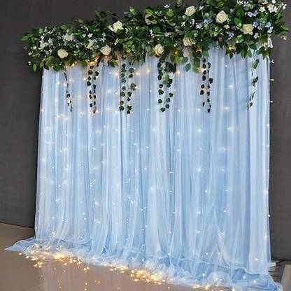 Fun and Flex Leaf Vines with White Net Cloth and Led Light for Birthday, Wedding Decoration