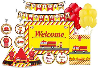 Pretty UR Party Fire Truck Birthday Party Decorations Kit , Fire Truck party Supplies