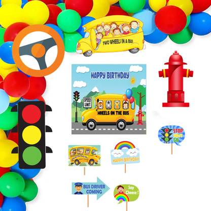 Theme My Party Wheels on the Bus Theme Birthday Party Combo Kits