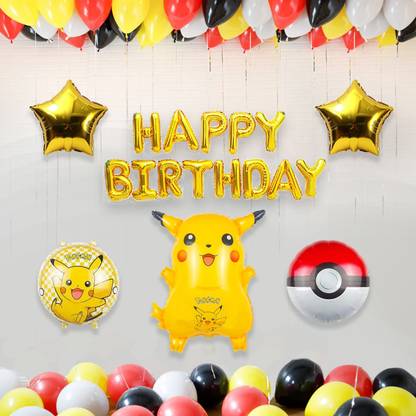 1iAM Pokemon theme birthday/Birthday decoration with Red-Yellow-Black-White balloons