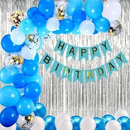 LOONS PEDDLER Silver & Blue Birthday Decorations Perfect for Girls Birthday party decorations