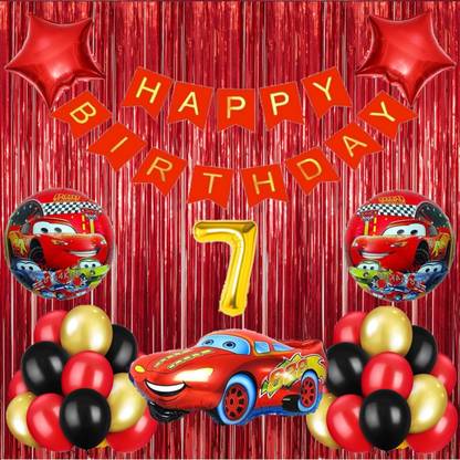 Gleam Lightning McQueen Car Theme 7th Year Birthday Party Decoration Items Supplies