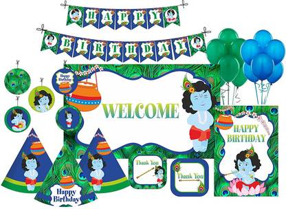 Pretty UR Party Little Krishna Birthday Party Decorations Kit, Little Krishna party Supplies