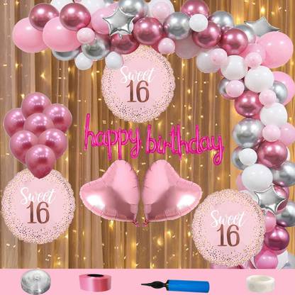 Bubble Bells happy birthday party decorations kit sweet 16 sixteen printed shape foil balloon