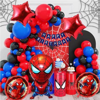lala balloon Adorable Spiderman Theme Birthday Decoration Combo Kit for Kids