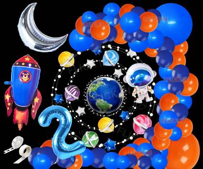 FLICK IN 81pcs Space Theme Birthday Decoration Solar System Planet Balloons 2nd Birthday