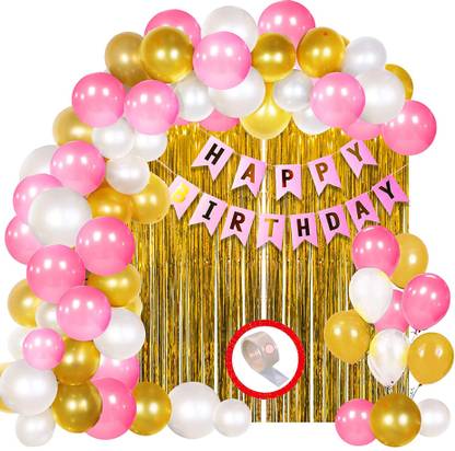 TTimmo4 Pink Golden and White Birthday Decorations Themes for Girls Boys Girlfriend etc.