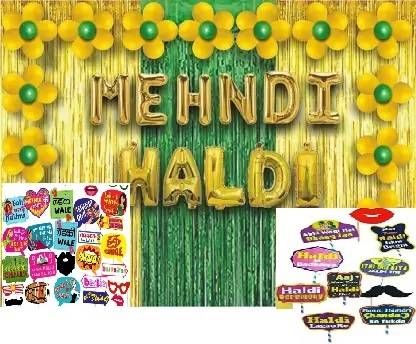 Anayatech Haldi,mehndi combo with props-pack of 70