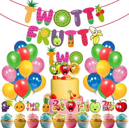 ZYOZI Twotti Frutti 2nd Birthday Decorations,Second Birthday Party Supplie(Pack of 37)