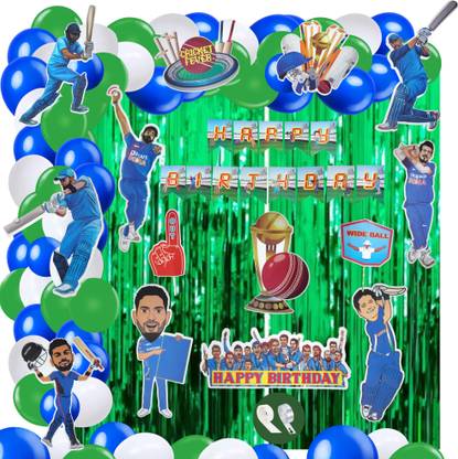 FLICK IN Cricket Sports Birthday Decoration 79 Pcs Indian Cricket Team Theme