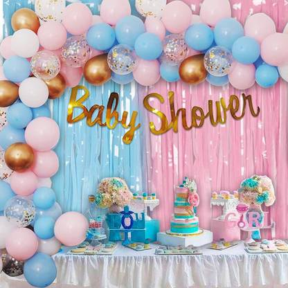 Dinipropz Baby Shower Decoration Combo With Foil Curtain