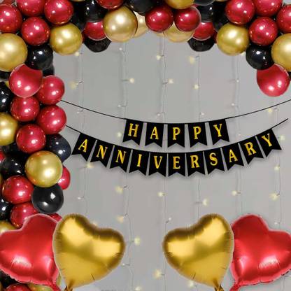party assets Happy Anniversary Decoration Items with LED Light Banner