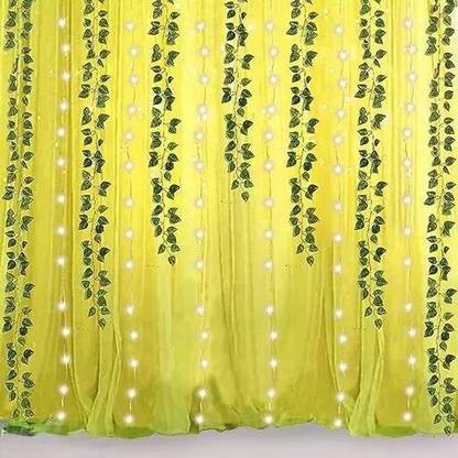 Fun and Flex Yellow Wedding Backdrop curtains with Led light and Leaf for Wall Decorations