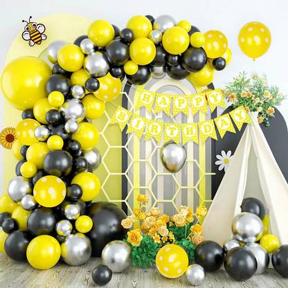 Rozi Decoration Yellow Theme Birthday Decoration Items for Kids, Adults Birthday Decor