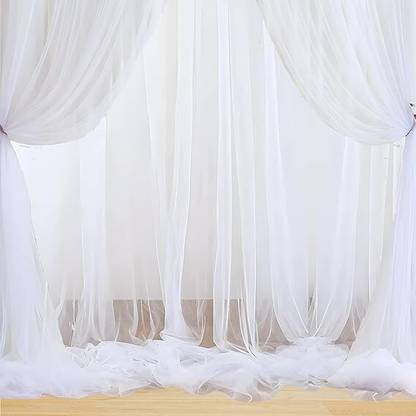 FLICK IN White net Curtain Cloth for Decoration Backdrop for Birthdays