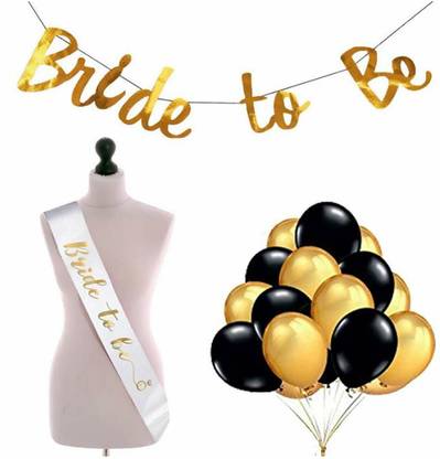 Realistic Store Bride To Be Combo Set with Sash & Metallic Balloons for Bride Bachelorette Party