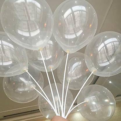 DEQUERA Solid Clear Latex Balloons Transparent Pack of 20 Balloon