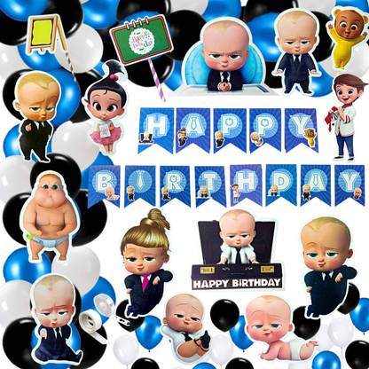 FLICK IN Boss Baby Theme Decorations 1st Birthday Happy Birthday Decoration Boss Baby Set