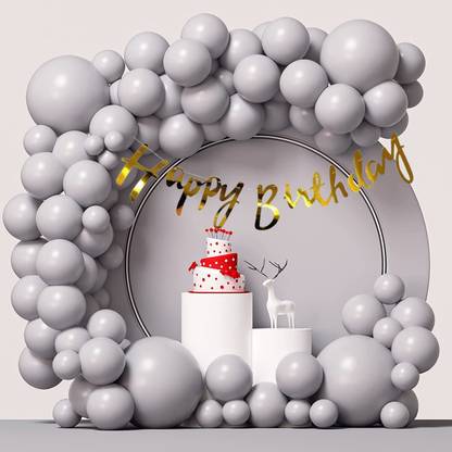 R G ACCESSORIES Grey Balloons Combo Kit Of 52 Pcs For Party Decorations