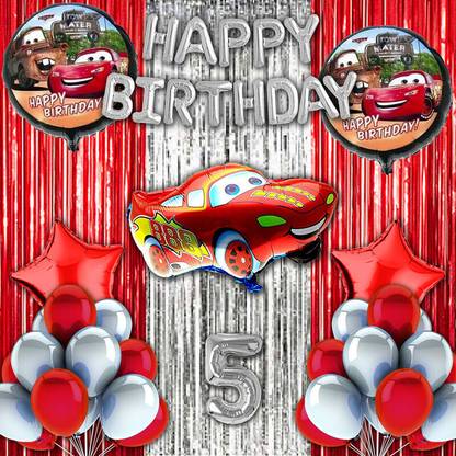 Choice Corner 5th Happy Birthday Decoration Lightning Mcqueen Car Theme Combo For Party Decor