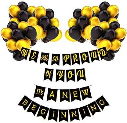 Rozi Decoration It's A New Beginning & Photo Bunting Banner with 50 Pcs Balloons Event Decor 52