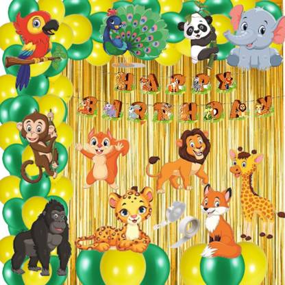 FLICK IN Jungle Theme Birthday Decoration Animals Cutouts 1st Birthday Animal Theme Party