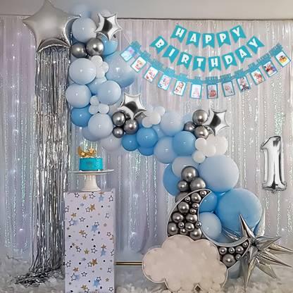 specialyou.in Solid Special You 1 Year Happy Birthday Decoration Items for Boys, Pastel Balloon