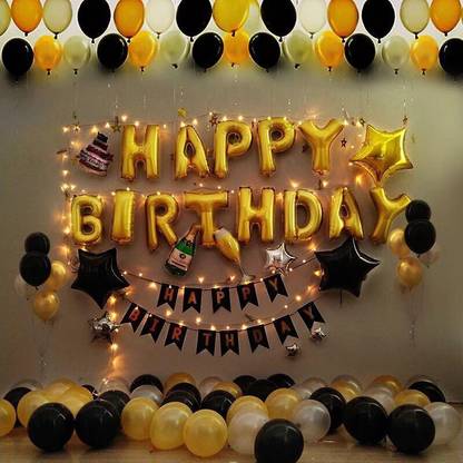 Theme My Party Decoration Set Black And Gold With Light up decoration