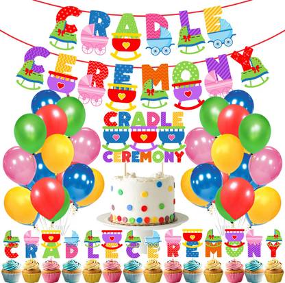 ZYOZI Cradle Ceremony Decoration kit for Baby Naming Ceremony (41 Piece kit)