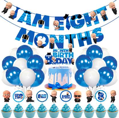 ZYOZI Boss Baby 8th Month Birthday Decoration,8th Birthday for Boys(Pack of 37)