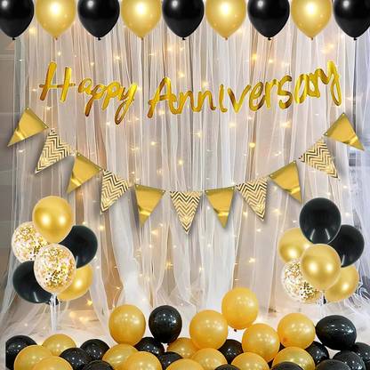 TOYXE 41592 Happy Anniversary Cursive Banner Back Drop