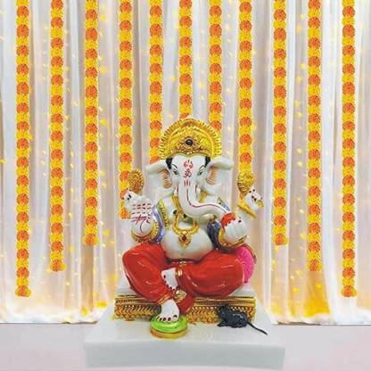 Fun and Flex Mix Multi Marigold Flower Backdrop-12Pcs for Pooja/Birthday/Diwali Decorations