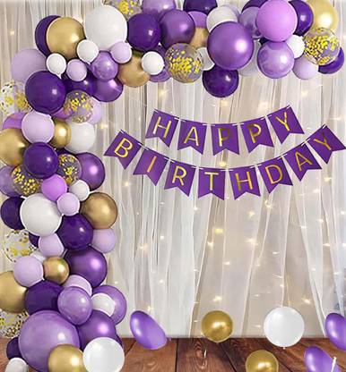 Zebra finch Purple white Net Curtain Birthday Decoration kit