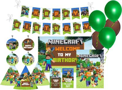 Pretty UR Party Minecraft Birthday Party Decorations Kit , Minecraft party Supplies