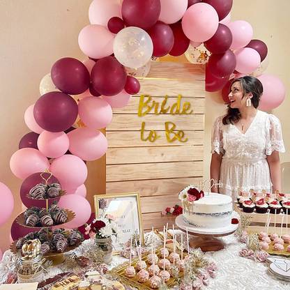 Prihit Pink bride to be decoration set combo kit for girls with banner 46 Pcs